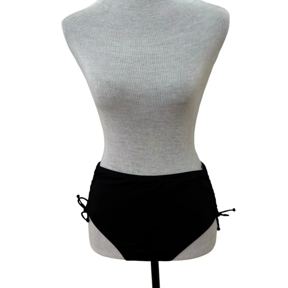 Land’s End adjustable sides high waist bikini bottoms black Small